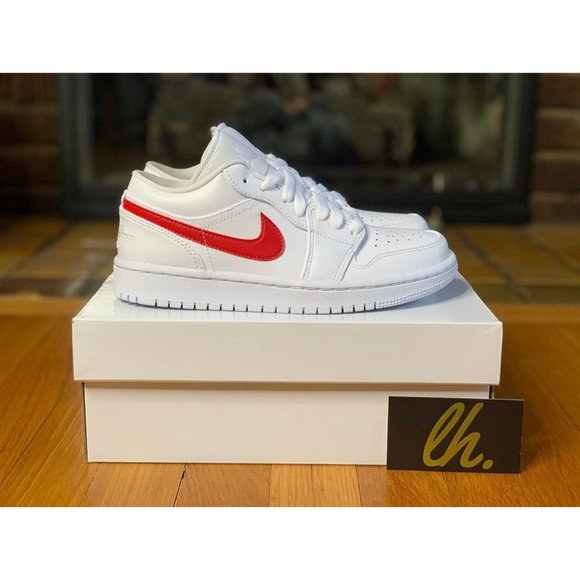 Size 5.5 w Air Jordan 1 Low "White University Red" - Picture 3 of 5